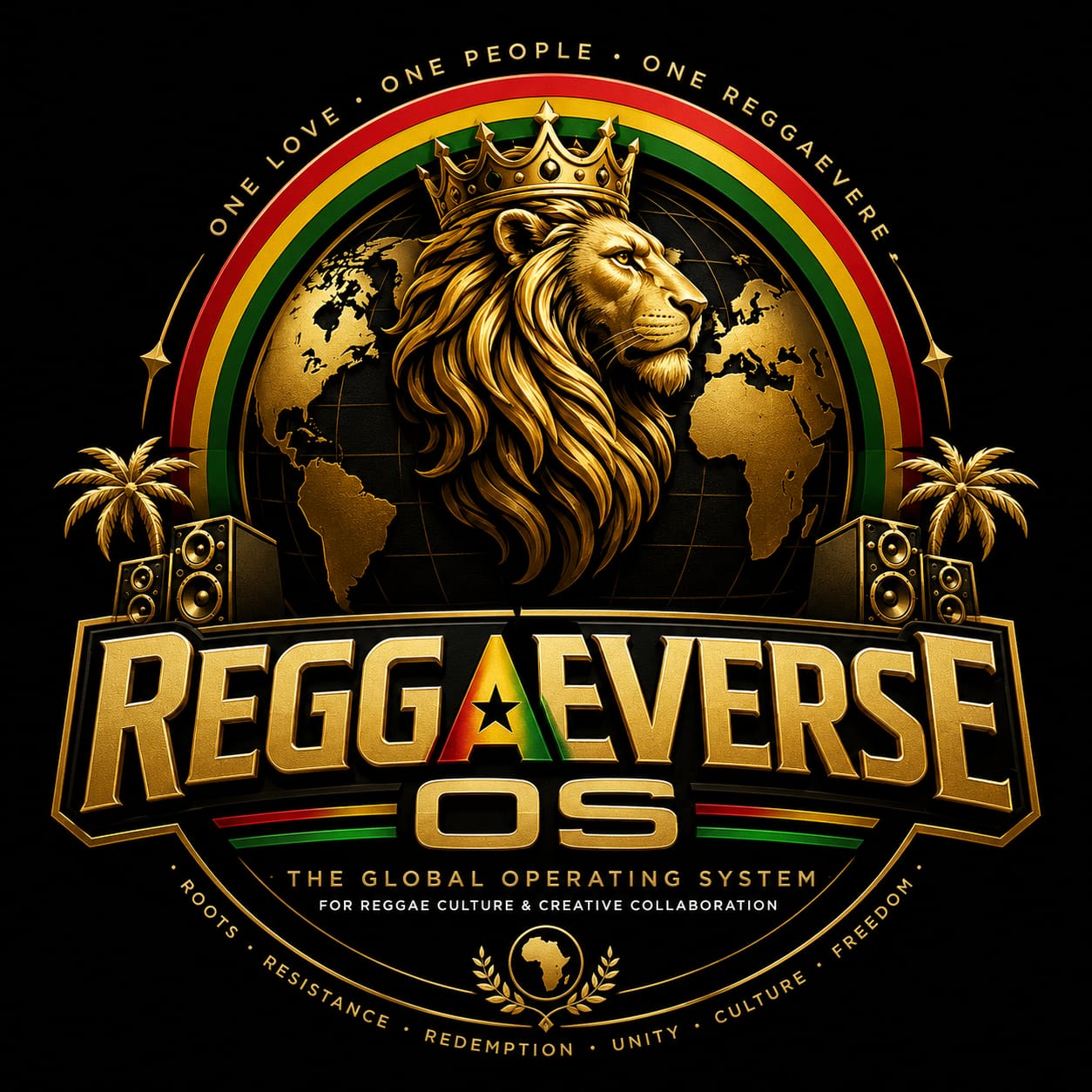 ReggaeVerse OS crowned lion emblem